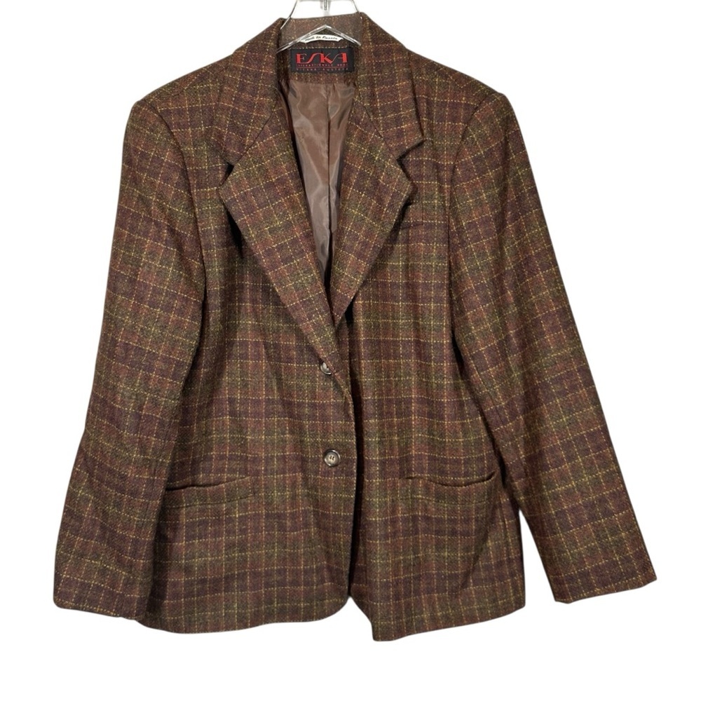 VINTAGE ESKA INTERNATIONAL Women's 12 Blazer Green/Maroon Tweed